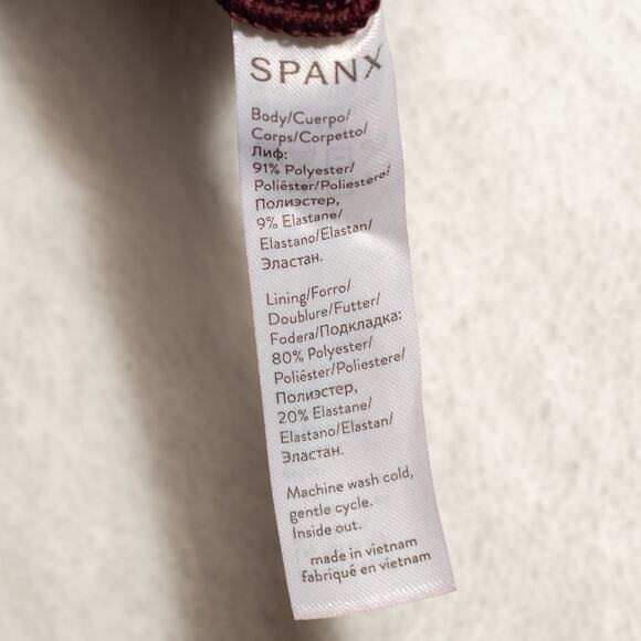 SPANX Velvet Leggings Slimming Tummy Control Velour Merlot Wine Sz M - Picture 12 of 12